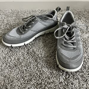 ECCO Womens Grey Knit Lace Up Sneaker Comfort Casual Walking Sz 7.5